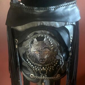 Wolf leather bag/travel case OOAK
